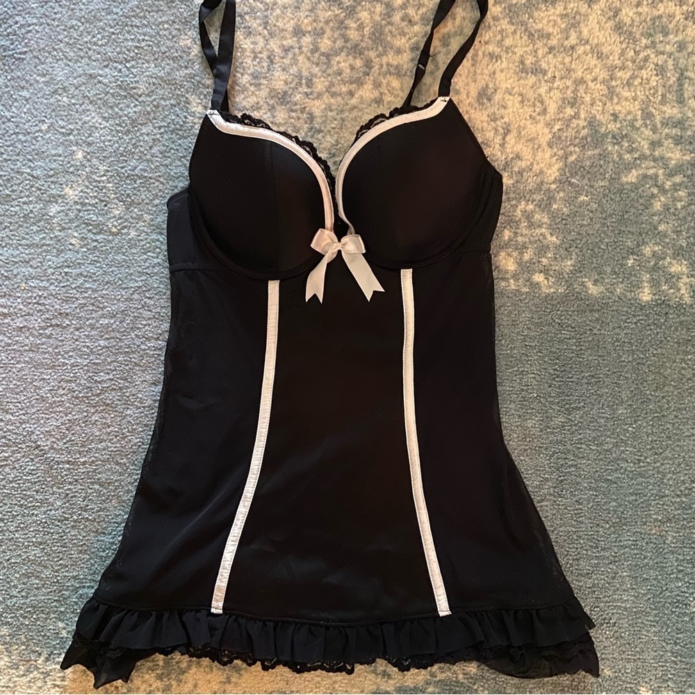 La SENZA Black and White Lace Trim Chemise